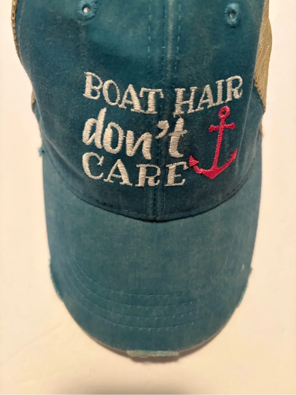 Boat Hair Don't Care Teal Mesh-Back Cap by